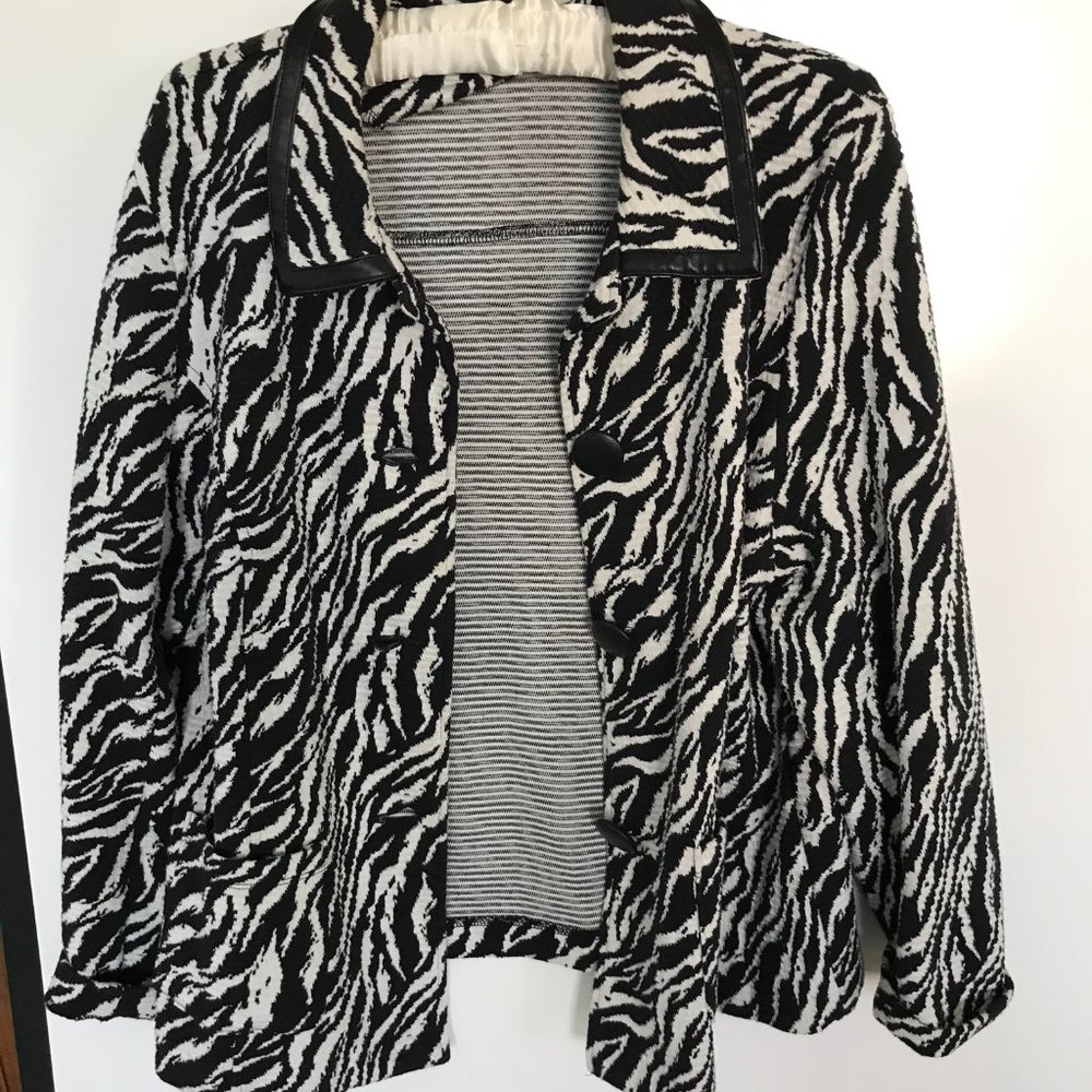 JM Collection Zebra Print Jacket Size XL - Picture 7 of 8